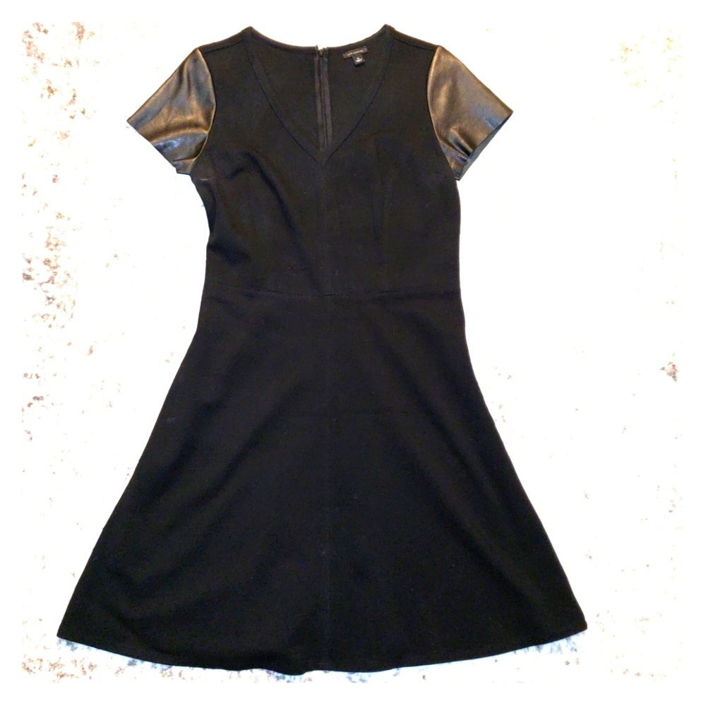 Ann Taylor Black A-line Short Sleeve Skater Dress
